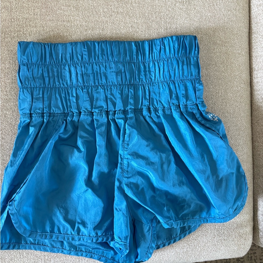 FP Movement by Free People Teal Blue High-Waist Smocked Shorts